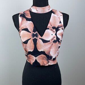 L'ATISTE NWT Women's Rose Zippered Crop Top- Medium
